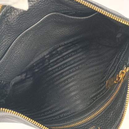 Prada Shoulder Bag Crossbody Bag 1bh050 Black Gold Hardware Vitello Daino