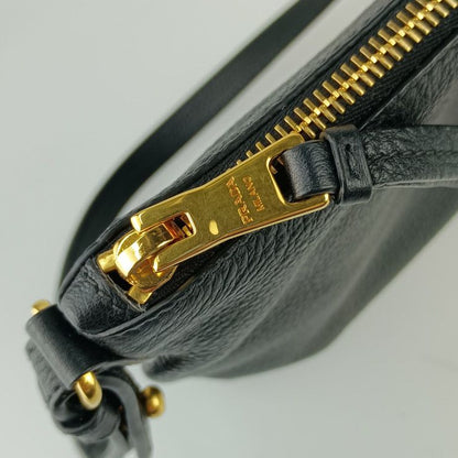 Prada Shoulder Bag Crossbody Bag 1bh050 Black Gold Hardware Vitello Daino