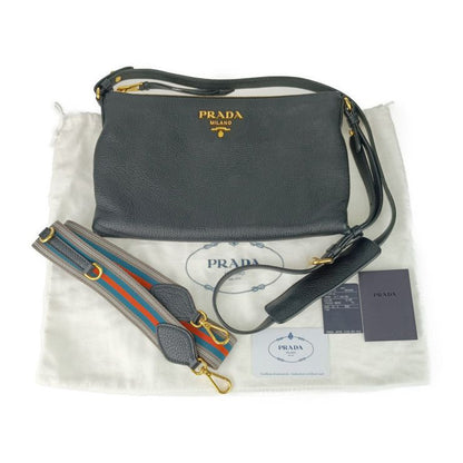 Prada Shoulder Bag Crossbody Bag 1bh050 Black Gold Hardware Vitello Daino