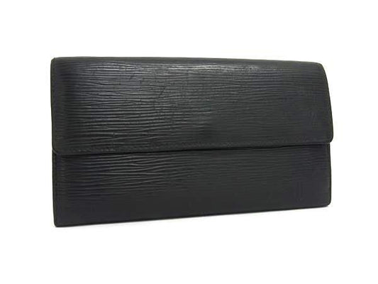 Louis Vuitton Long Wallet Epi Pochette Porte Monet Cles Di M63572 Black Leather