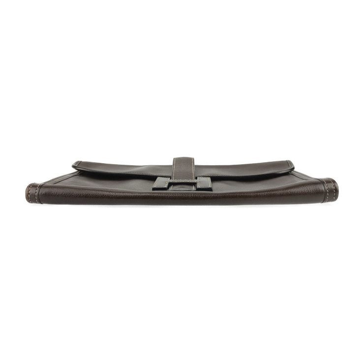 Hermes Clutch Bag Jigier PM - Dark Brown Leather Unisex Second Bag ?I Engraved