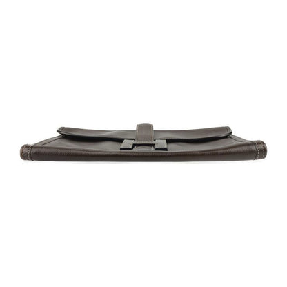 Hermes Clutch Bag Jigier PM - Dark Brown Leather Unisex Second Bag ?I Engraved