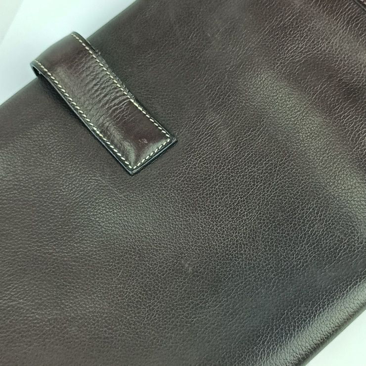 Hermes Clutch Bag Jigier PM - Dark Brown Leather Unisex Second Bag ?I Engraved