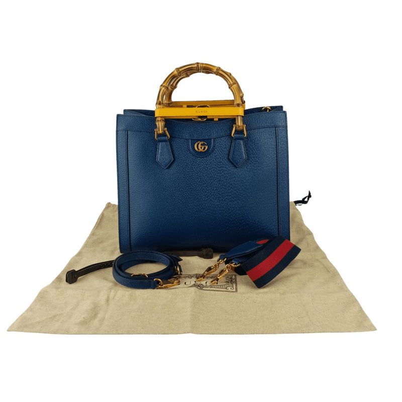 Gucci Tote Bag Diana Medium 678842 U3zdt Royal Blue Leather Women's 2WAY