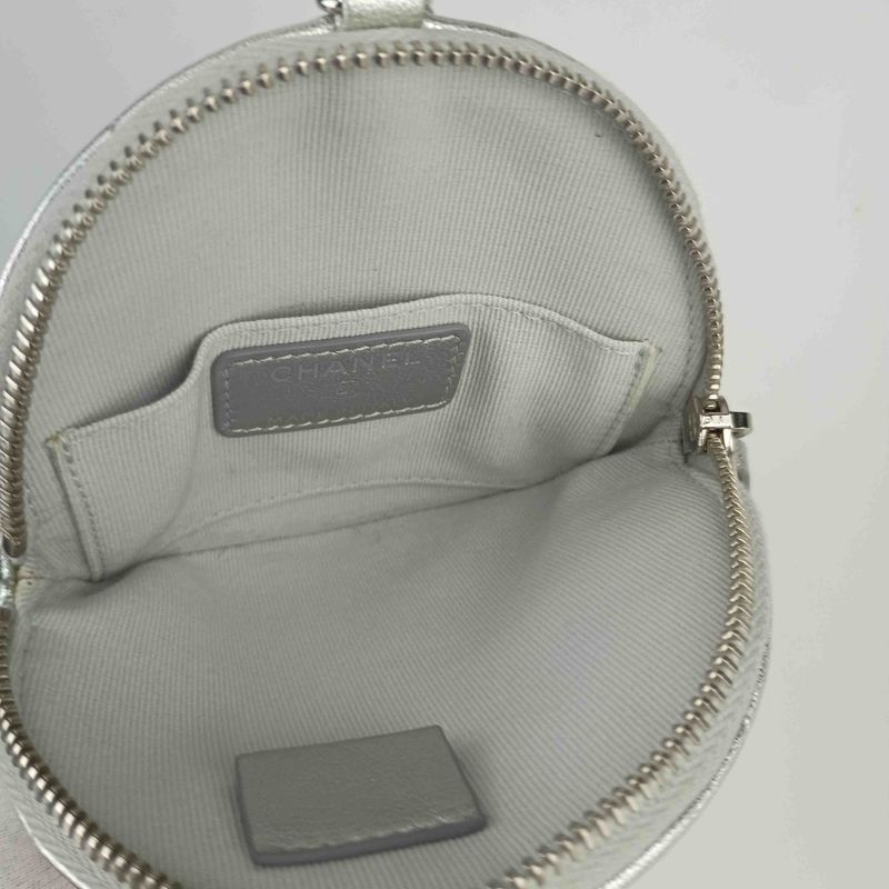 Chanel Coin Case Camellia Zip Coin Purse Ap2125 Silver Lambskin Ladies Coin