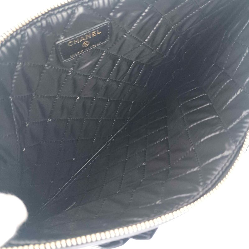 Chanel Second Bag Camellia Pouch 82699 Black Navy Lambskin Velour Ladies Coco