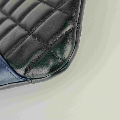 Chanel Second Bag Camellia Pouch 82699 Black Navy Lambskin Velour Ladies Coco