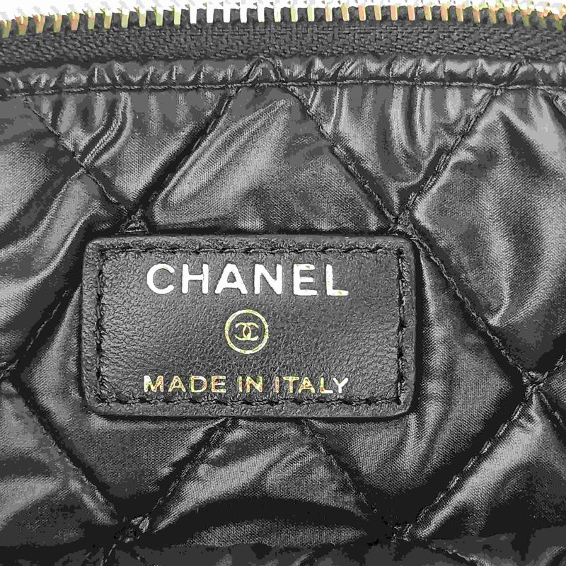 Chanel Second Bag Camellia Pouch 82699 Black Navy Lambskin Velour Ladies Coco