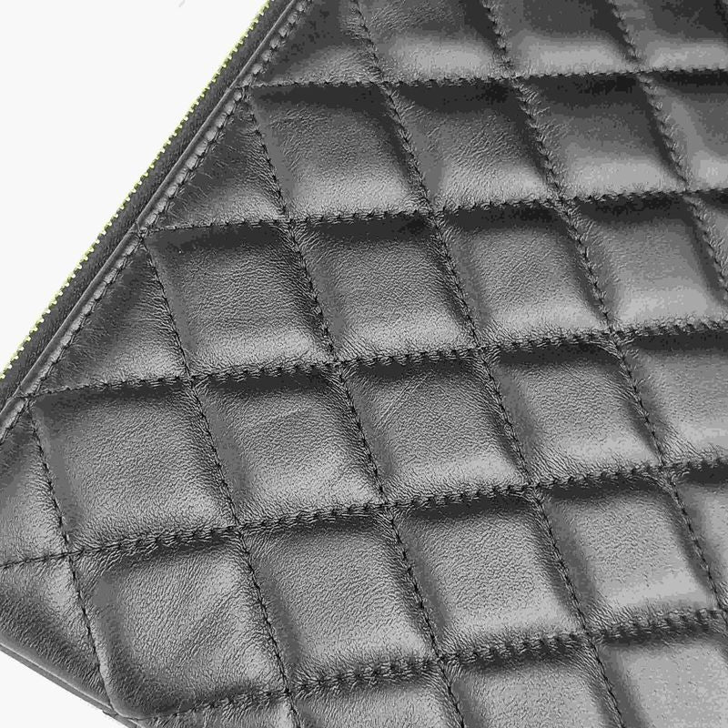 Chanel Second Bag Camellia Pouch 82699 Black Navy Lambskin Velour Ladies Coco