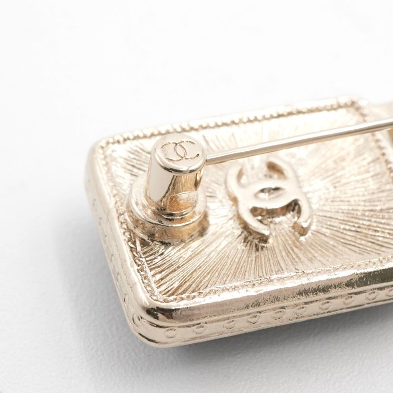 Chanel Brooch Corsage Gold Black Pink Here Mark Rhinestone Lip Motif