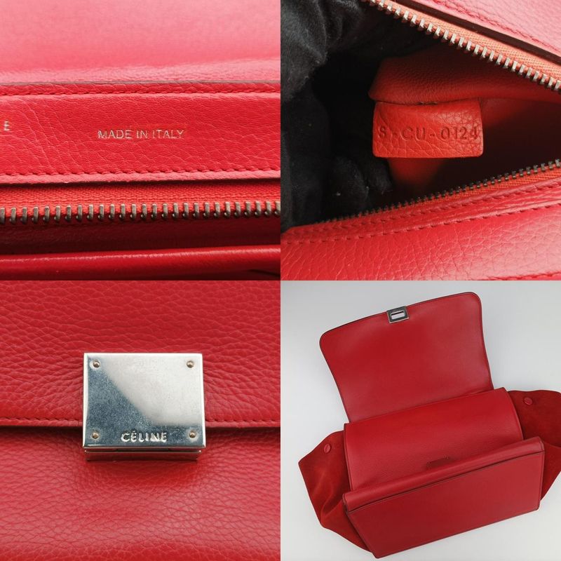 Celine Trapeze Red Leather X Suede S-cu-0124