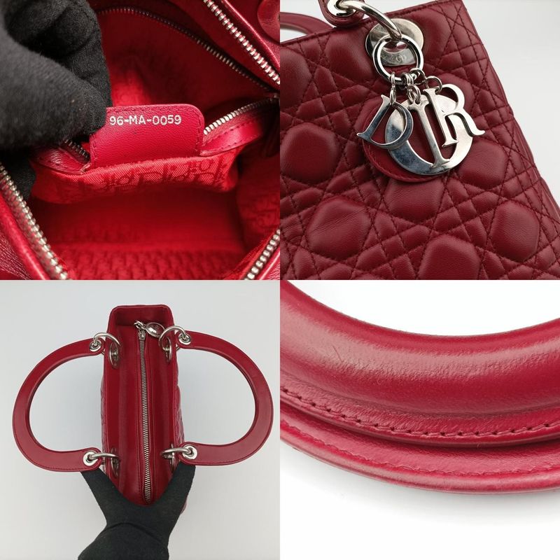 Christian Diorchristian Dior Lady Dior Red Lambskin 96-ma-0059