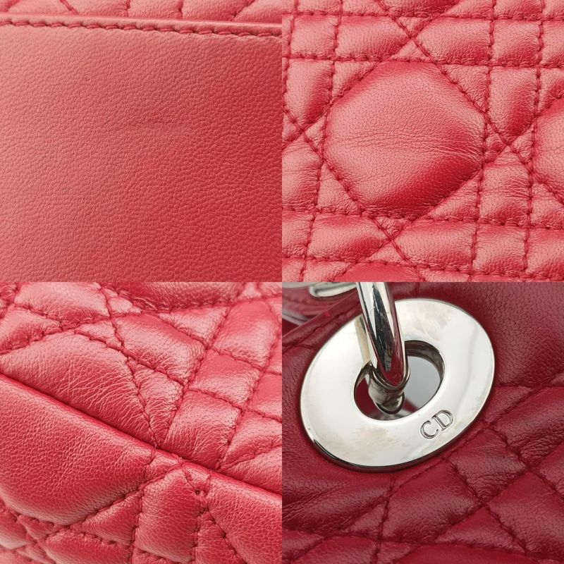 Christian Diorchristian Dior Lady Dior Red Lambskin 96-ma-0059