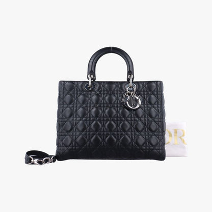 Christian Diorchristian Dior Lady Dior Black Lambskin 18-ma-0135