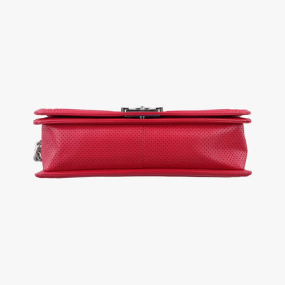 Chanel Boy Chanel Matelasse Coco Mark Red Lambskin A90164 19284452