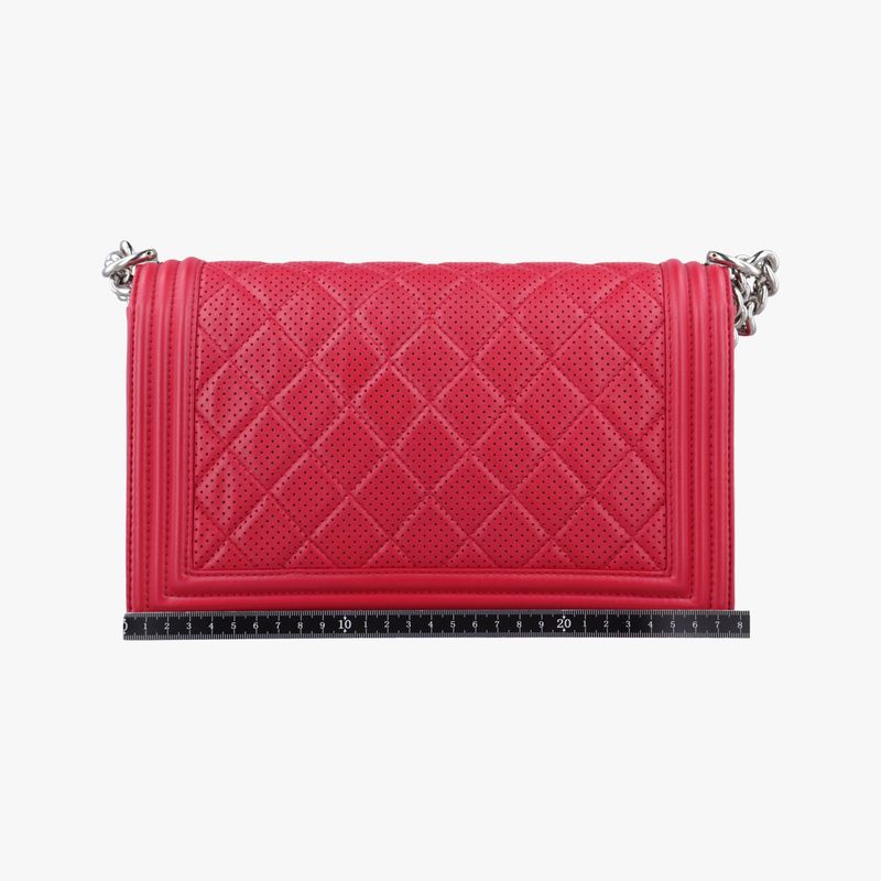 Chanel Boy Chanel Matelasse Coco Mark Red Lambskin A90164 19284452
