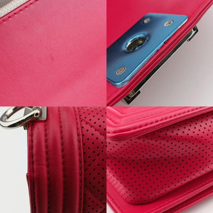 Chanel Boy Chanel Matelasse Coco Mark Red Lambskin A90164 19284452