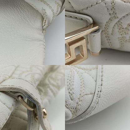 Versace Embossed Leather Talia Vanitas White Leather