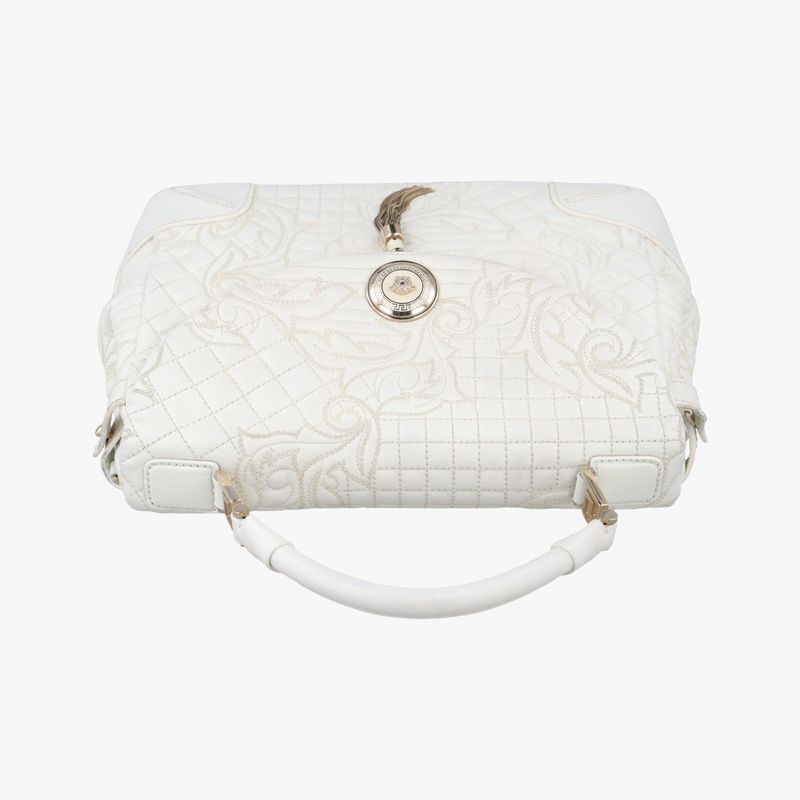 Versace Embossed Leather Talia Vanitas White Leather