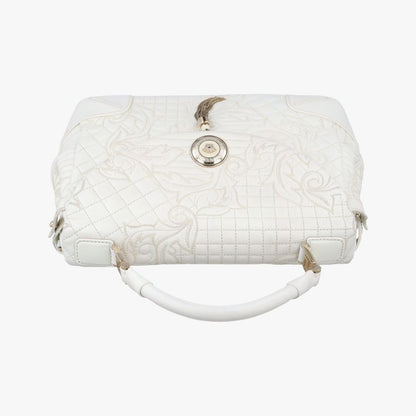 Versace Embossed Leather Talia Vanitas White Leather