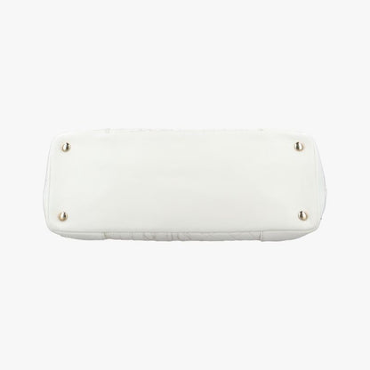 Versace Embossed Leather Talia Vanitas White Leather