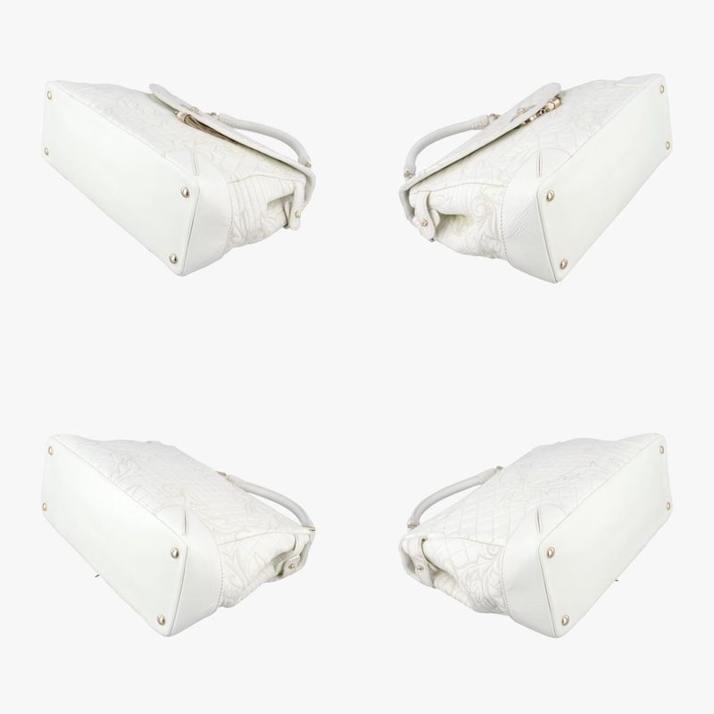 Versace Embossed Leather Talia Vanitas White Leather