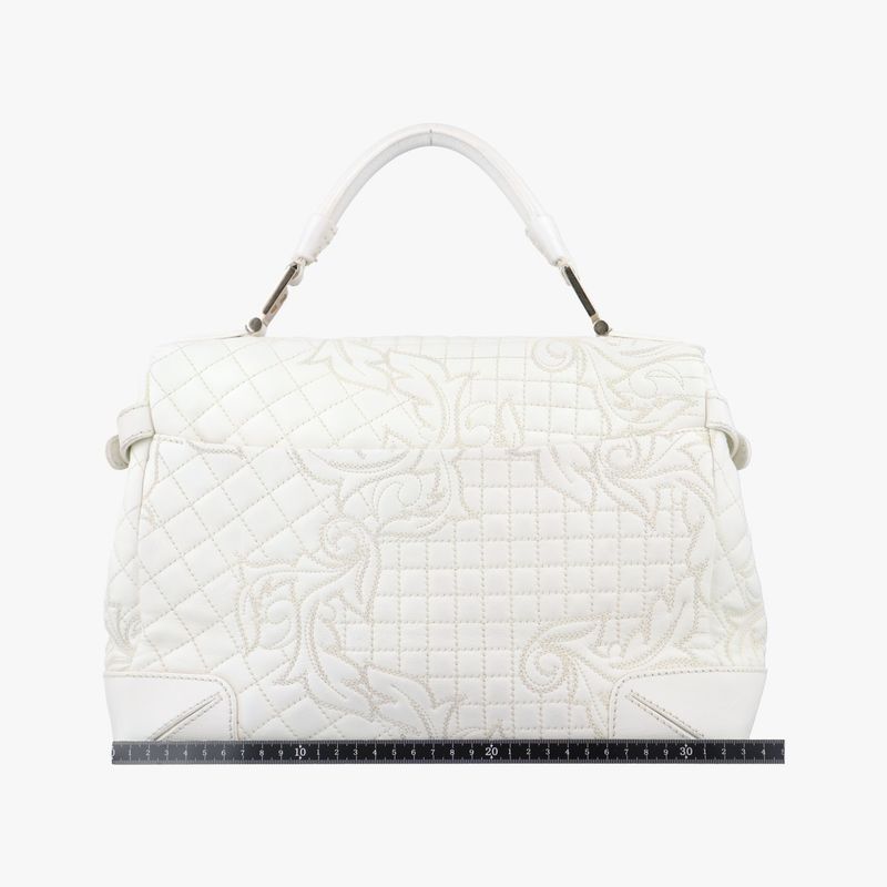 Versace Embossed Leather Talia Vanitas White Leather
