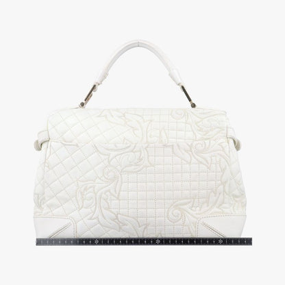 Versace Embossed Leather Talia Vanitas White Leather