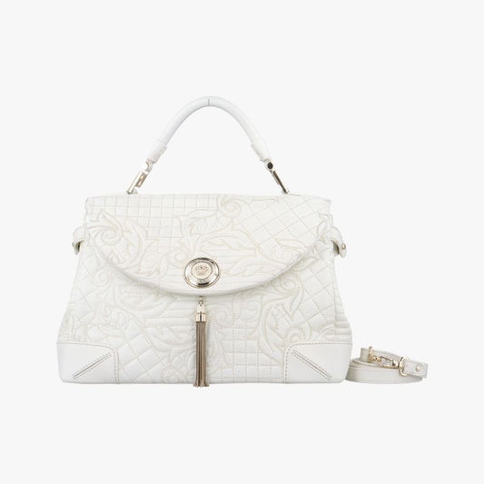 Versace Embossed Leather Talia Vanitas White Leather