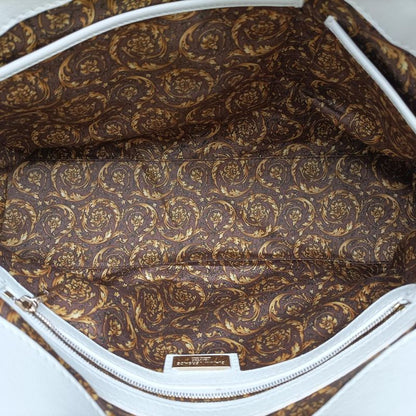 Versace Embossed Leather Talia Vanitas White Leather