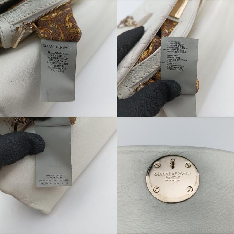 Versace Embossed Leather Talia Vanitas White Leather