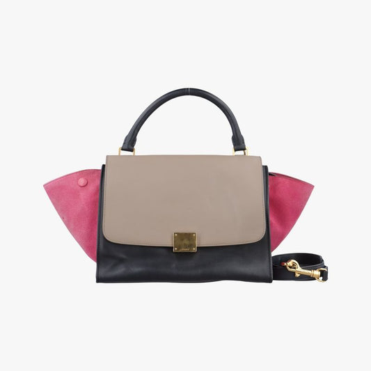 Celine Trapeze Small Beige X Black X Pink Suede X Leather S-ce-4104