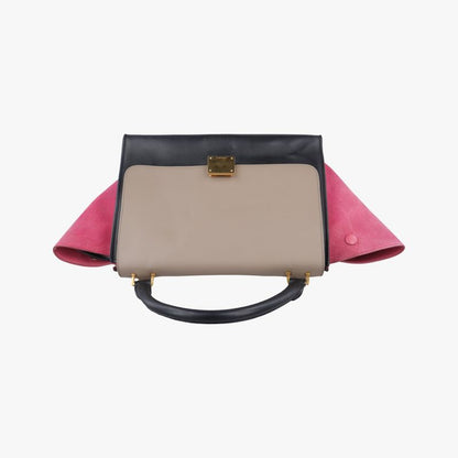 Celine Trapeze Small Beige X Black X Pink Suede X Leather S-ce-4104