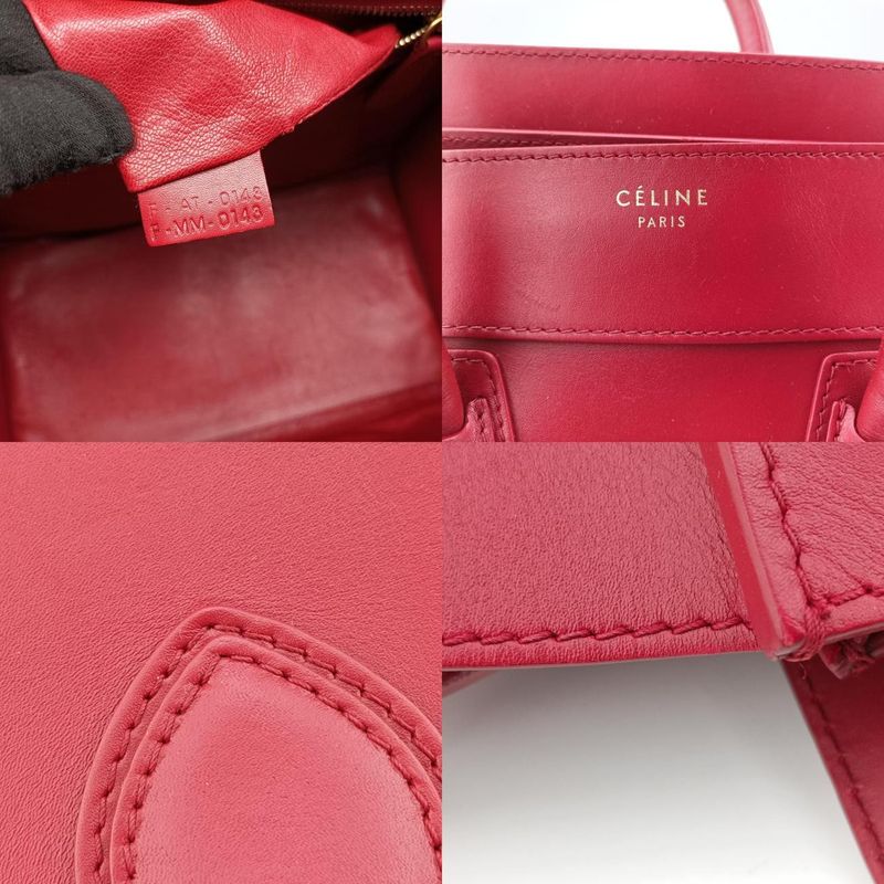 Celine Luggage Mini Shopper Red Leather F-at-0143 F-mm-0143