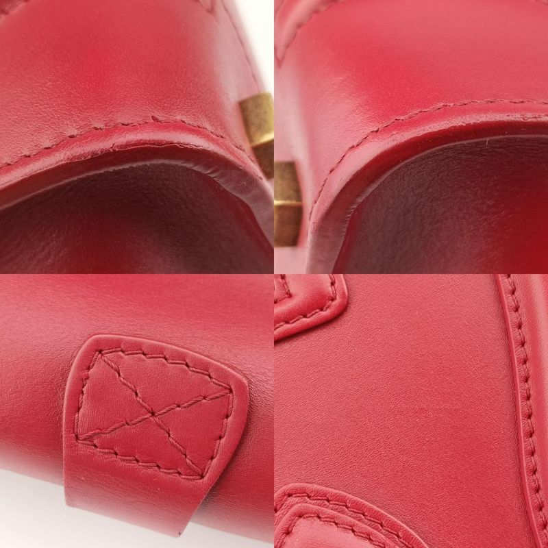 Celine Luggage Mini Shopper Red Leather F-at-0143 F-mm-0143