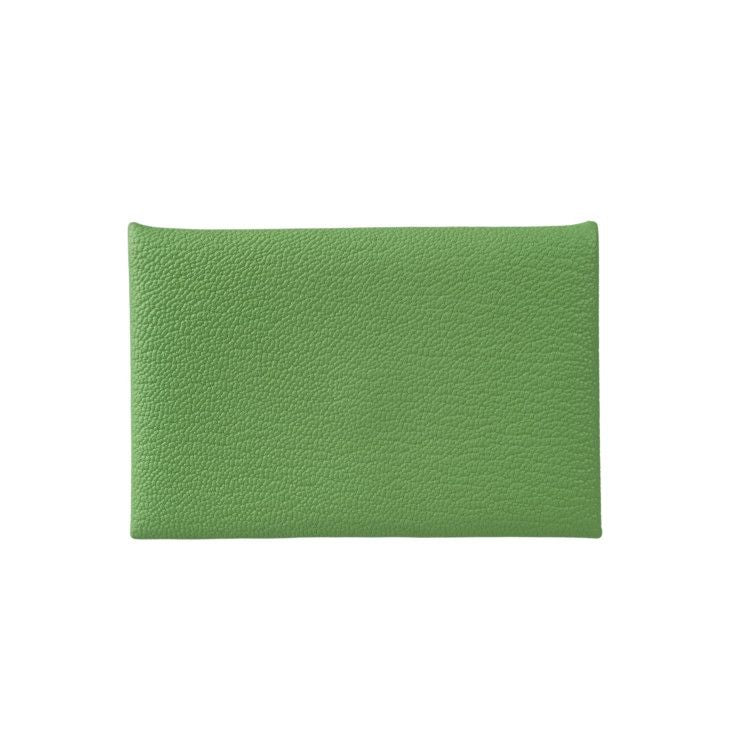 Hermes Coin Case Calvi Vert Cricket Chevre Unisex Coin Purse Engraved W Never