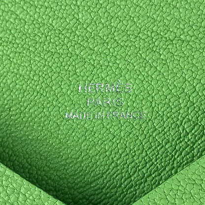 Hermes Coin Case Calvi Vert Cricket Chevre Unisex Coin Purse Engraved W Never