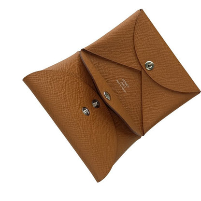 Hermes Coin Case Calvi Duo Gold Epson Unisex Coin Purse Engraved W Never Used
