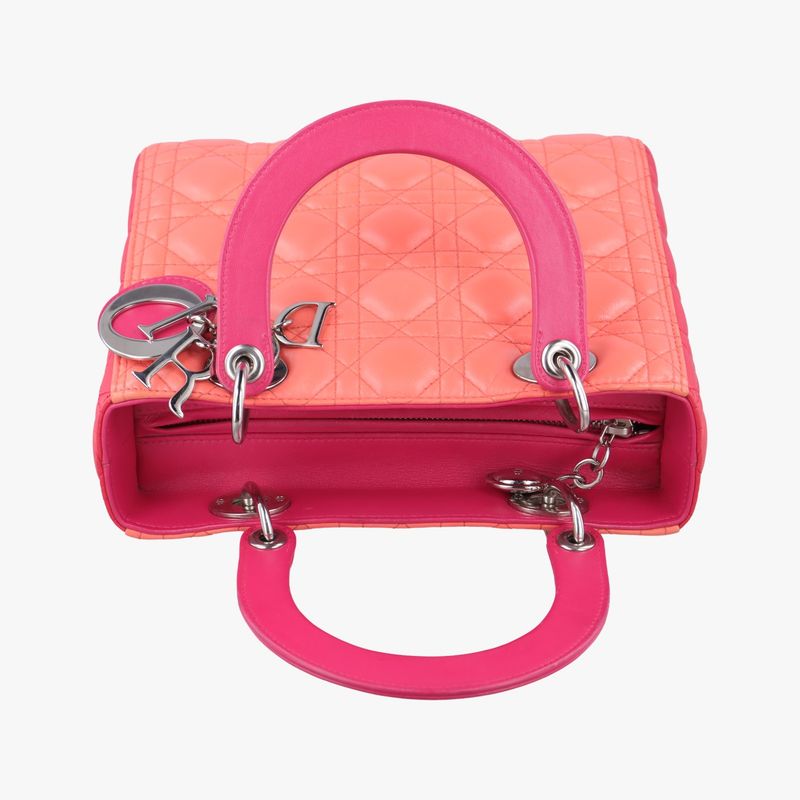 Christian Diorchristian Dior Lady Dior Orange And Pink Lambskin 15-bo-0133