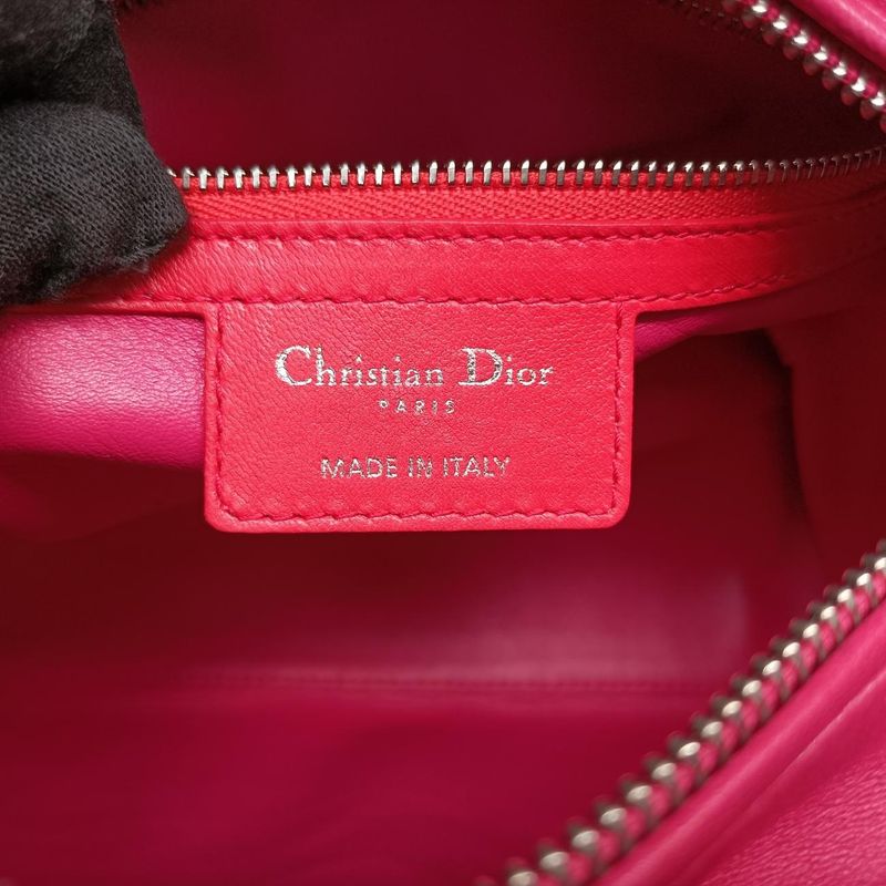 Christian Diorchristian Dior Lady Dior Orange And Pink Lambskin 15-bo-0133