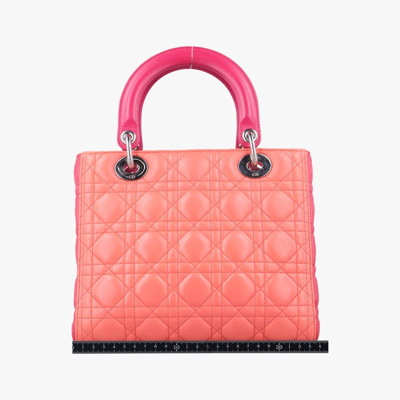 Christian Diorchristian Dior Lady Dior Orange And Pink Lambskin 15-bo-0133