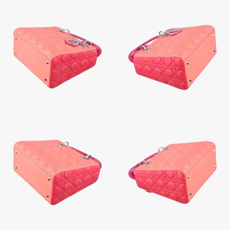 Christian Diorchristian Dior Lady Dior Orange And Pink Lambskin 15-bo-0133