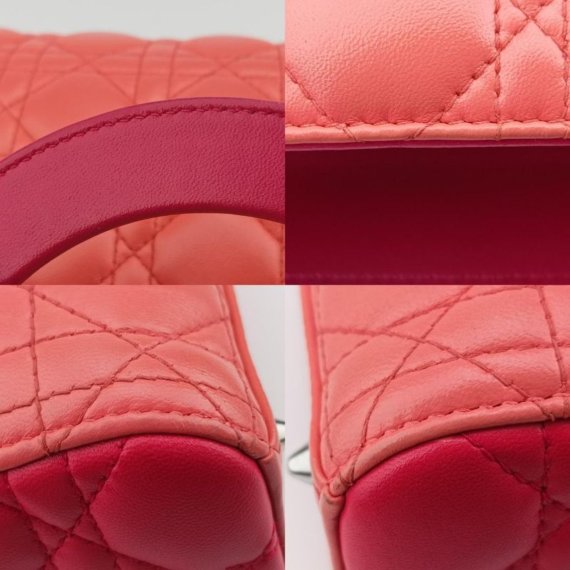 Christian Diorchristian Dior Lady Dior Orange And Pink Lambskin 15-bo-0133