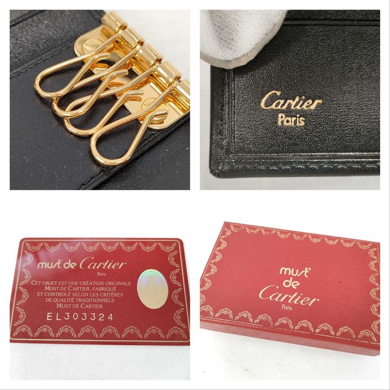 Cartier Key Case Pasha Line 4-ribbon Key Case L3000203 Black Gold Hardware
