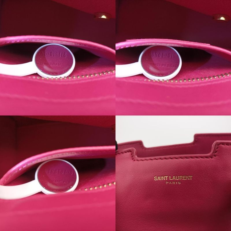 Yves Saint Laurent Yves Saint Laurenty Line Petit Cabas Su Rose Red Leather