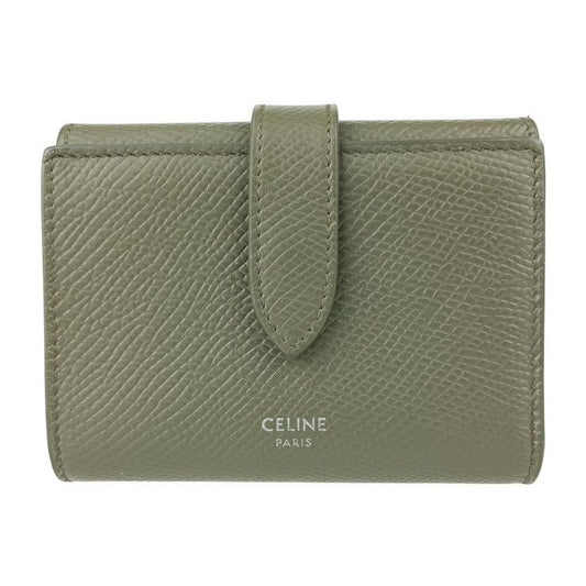 Celine Trifold Wallet Fine Strap Wallet 10h483bel.31do Dark Olive Grained