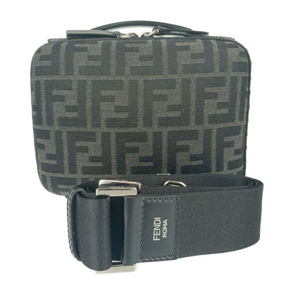 Fendi Shoulder Bag Zucca Mini Travel 7va552 Gray Black Canvas Leather Ladies