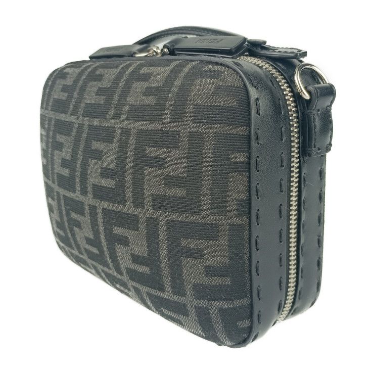 Fendi Shoulder Bag Zucca Mini Travel 7va552 Gray Black Canvas Leather Ladies
