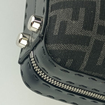 Fendi Shoulder Bag Zucca Mini Travel 7va552 Gray Black Canvas Leather Ladies