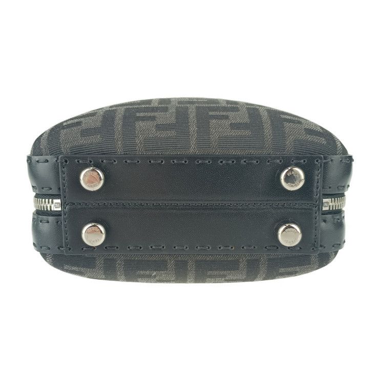 Fendi Shoulder Bag Zucca Mini Travel 7va552 Gray Black Canvas Leather Ladies